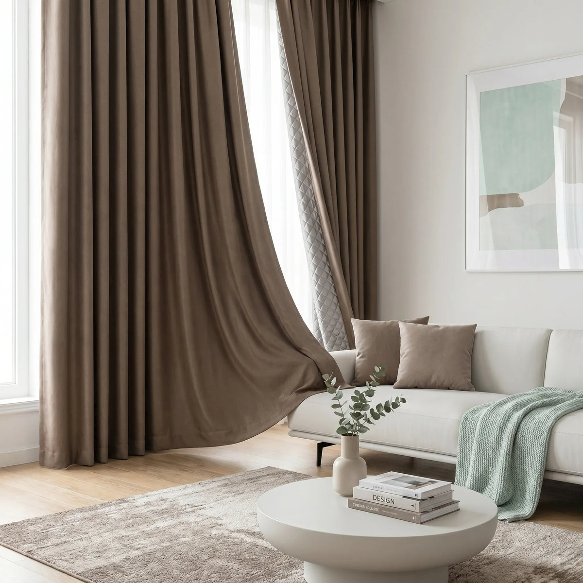 3-in-1 Blackout Curtains Taupe