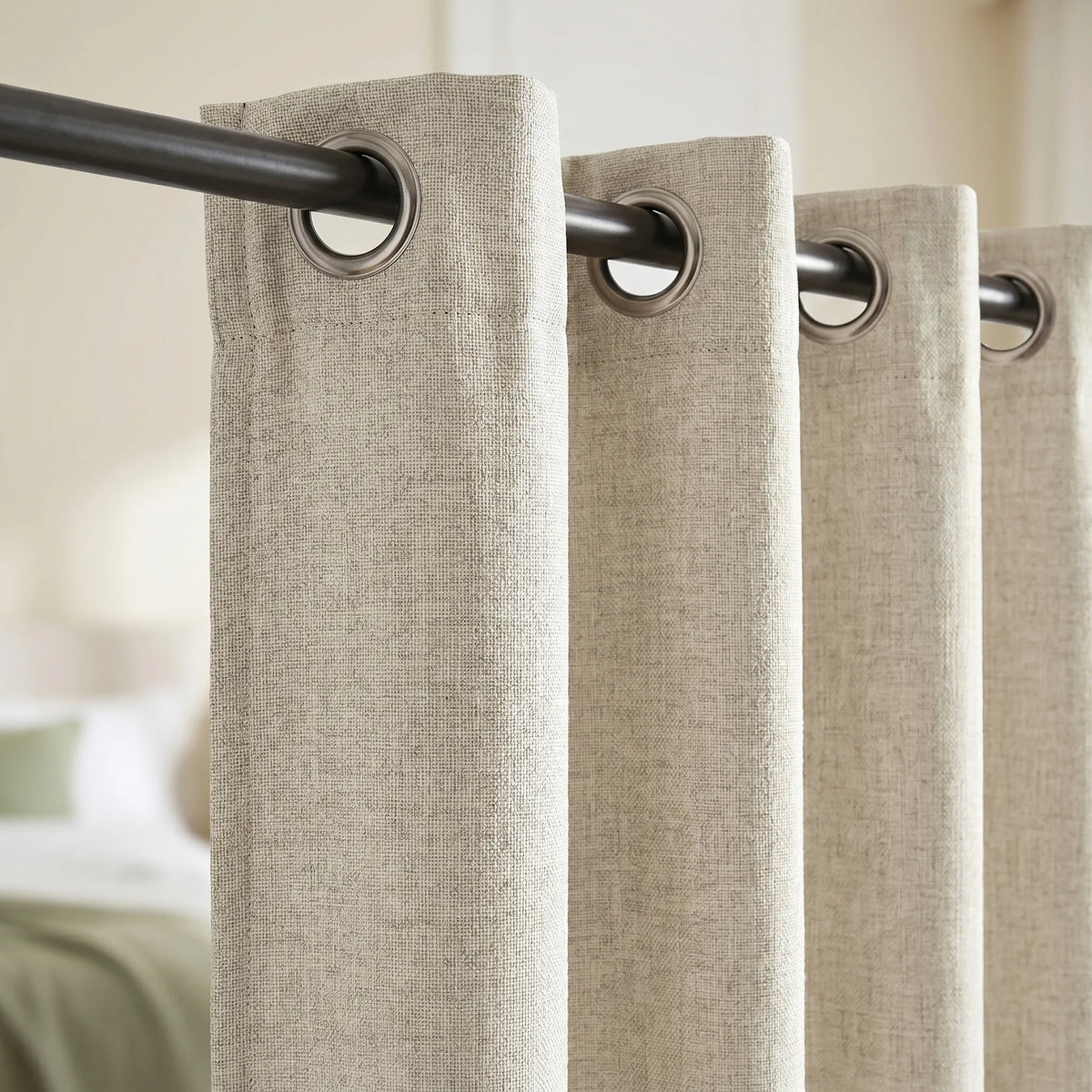 Blackout Curtains Light Beige — Wide Panels