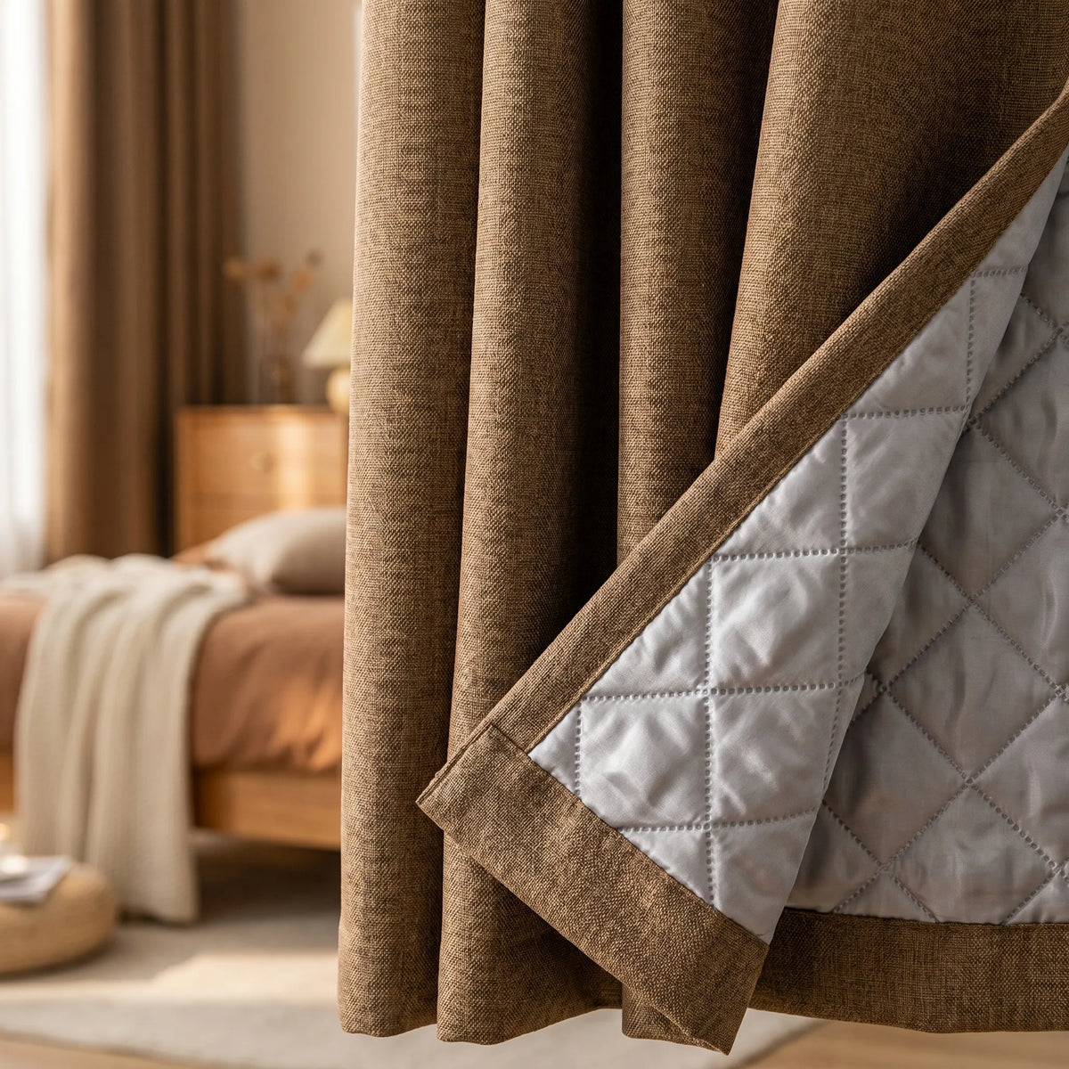 3-in-1 Blackout Curtains Brown