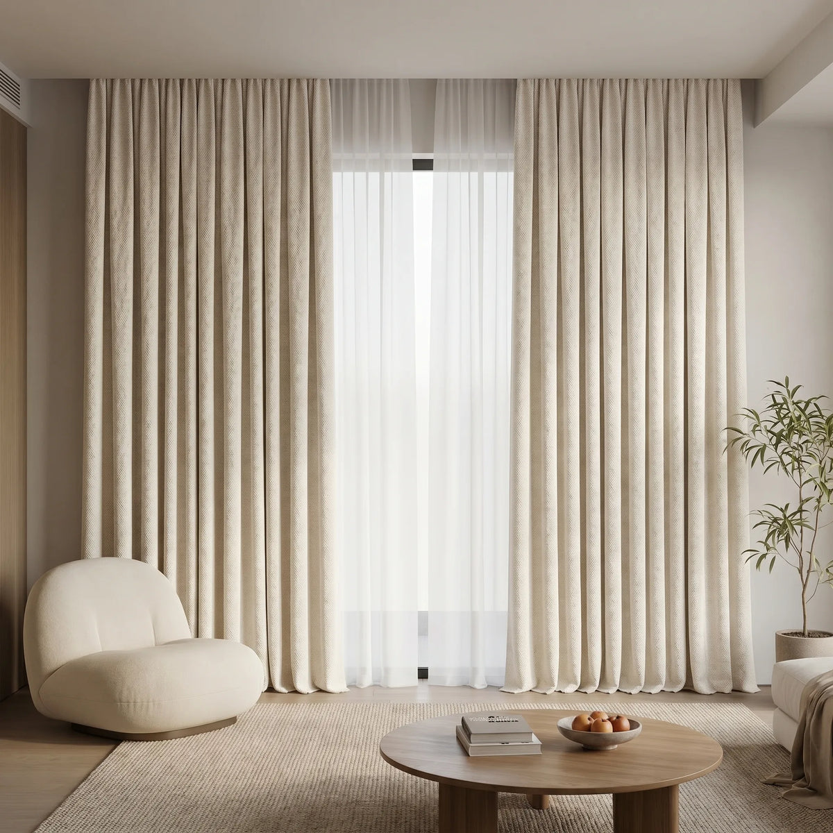 Blackout Curtains Cream White — Multi-Function
