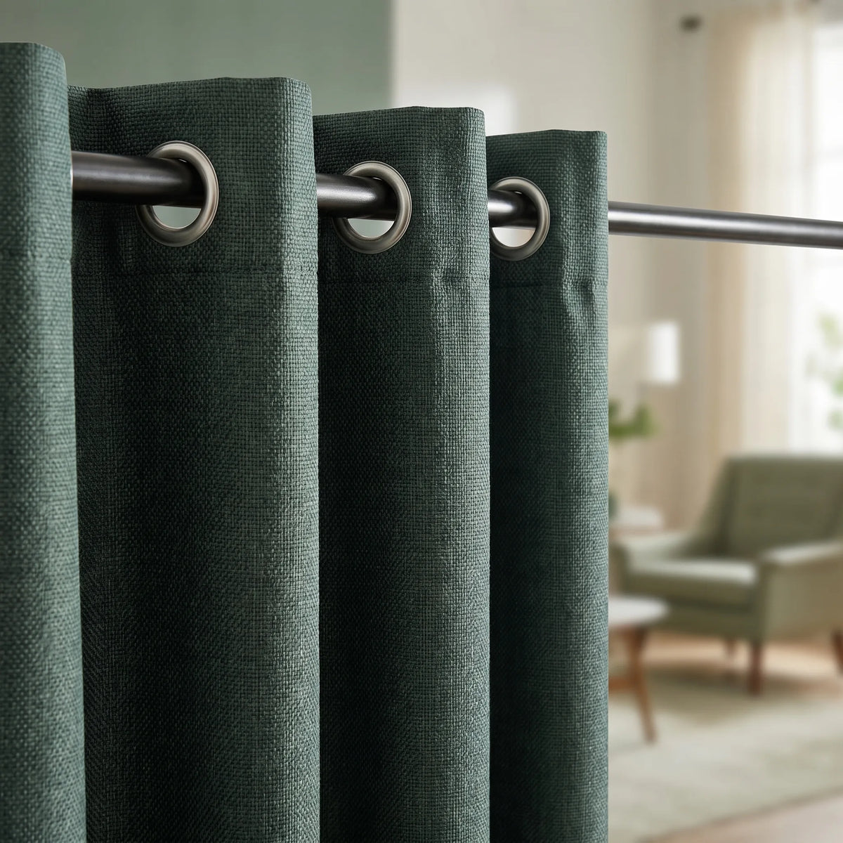 Blackout Curtains Forest Green — Wide Panels