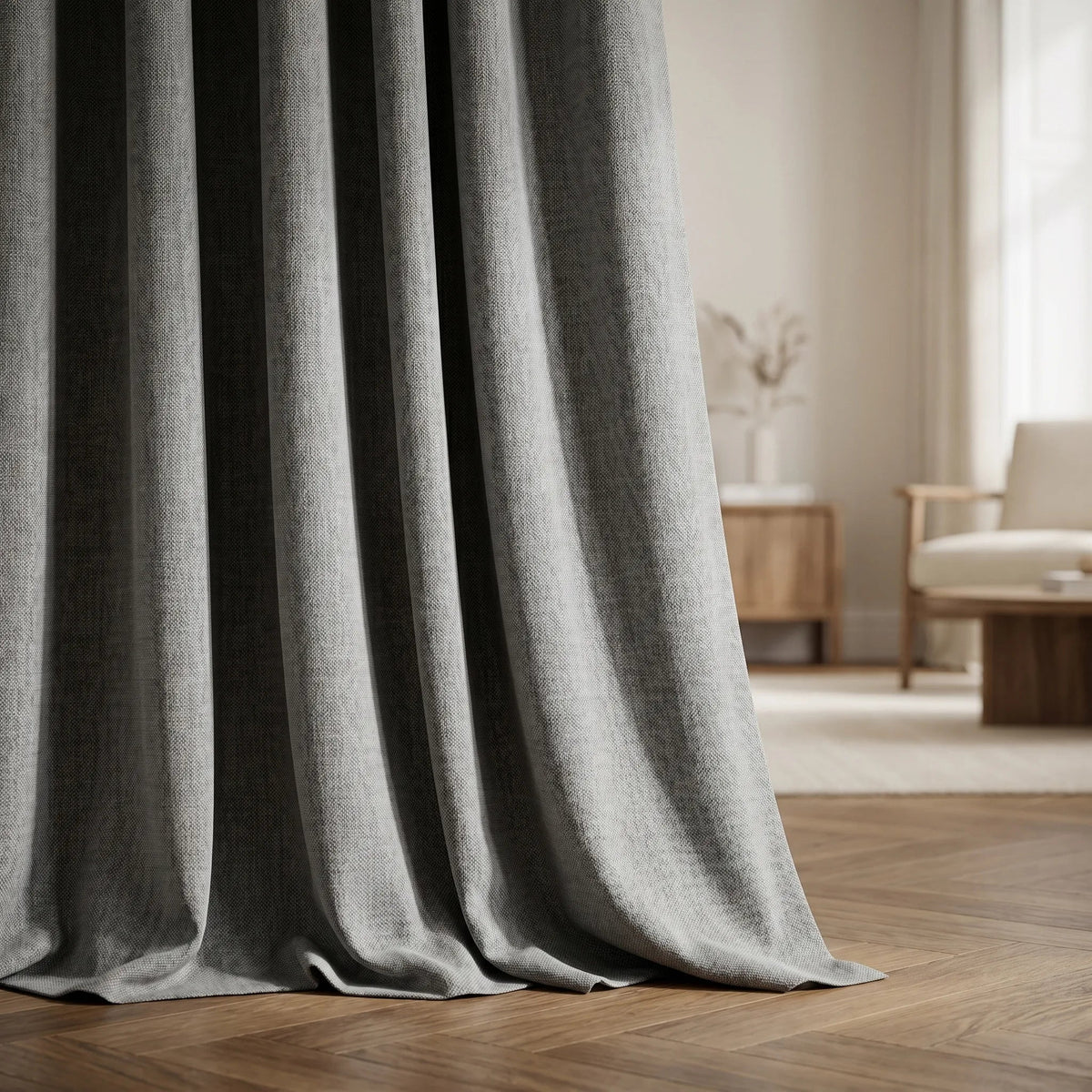 Blackout Curtains Light Grey — Wide Panels