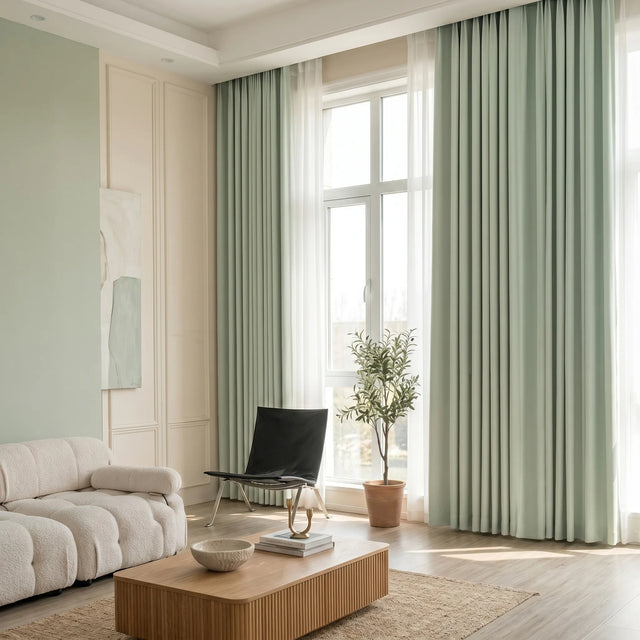 Blackout Curtains Mint Green — Multi-Function