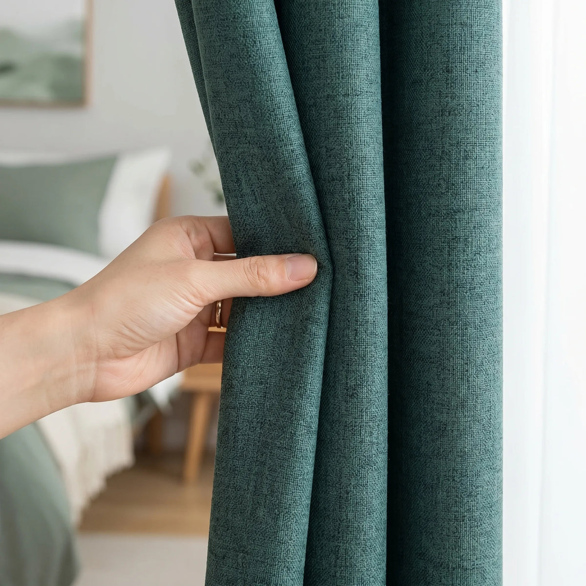 Blackout Curtains Teal Blue — Wide Panels