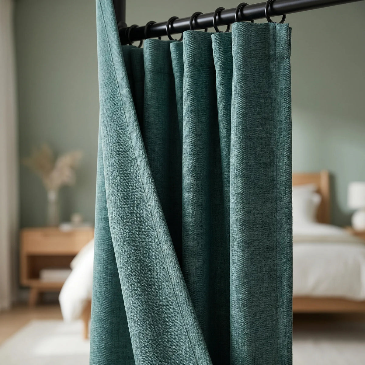 Blackout Curtains Teal Blue — Wide Panels