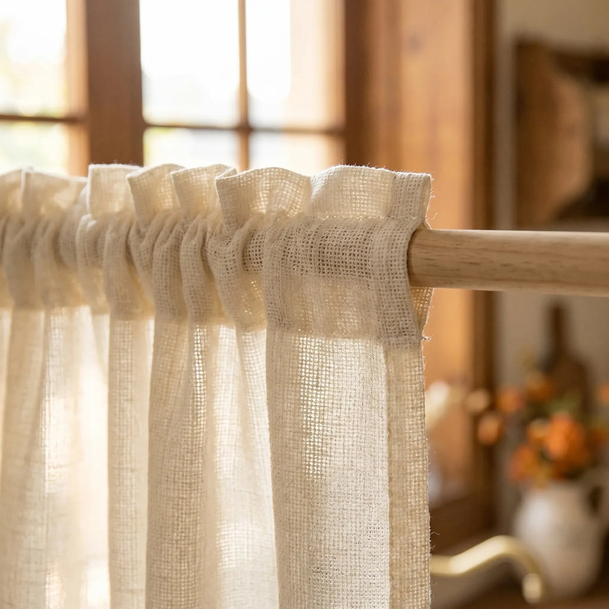 Bohemian Kitchen Curtain Beige