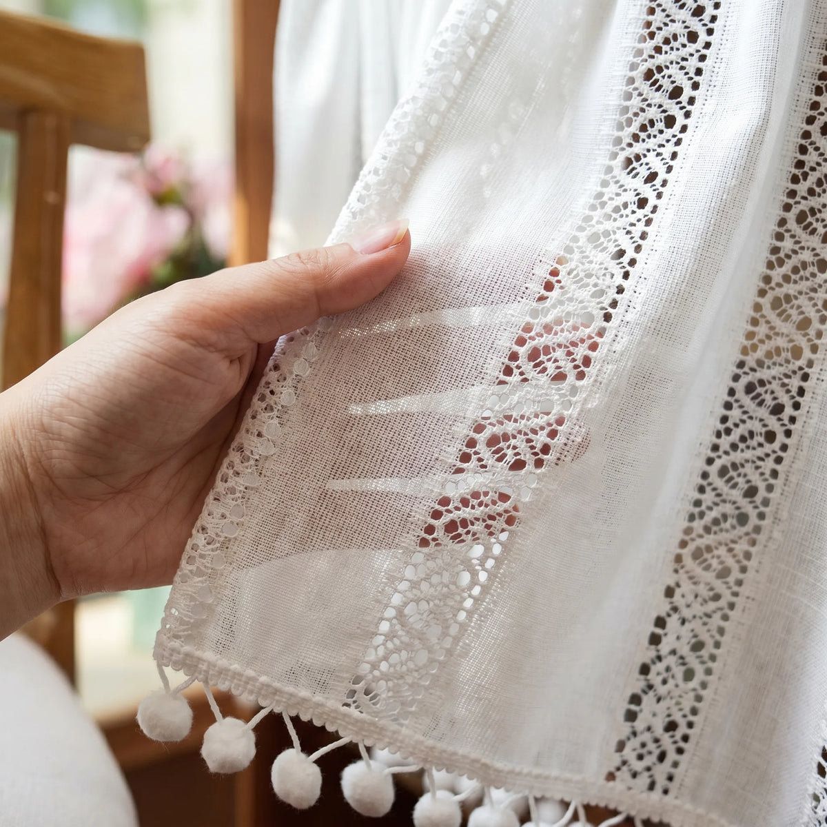 Macramé Café Curtain Ecru