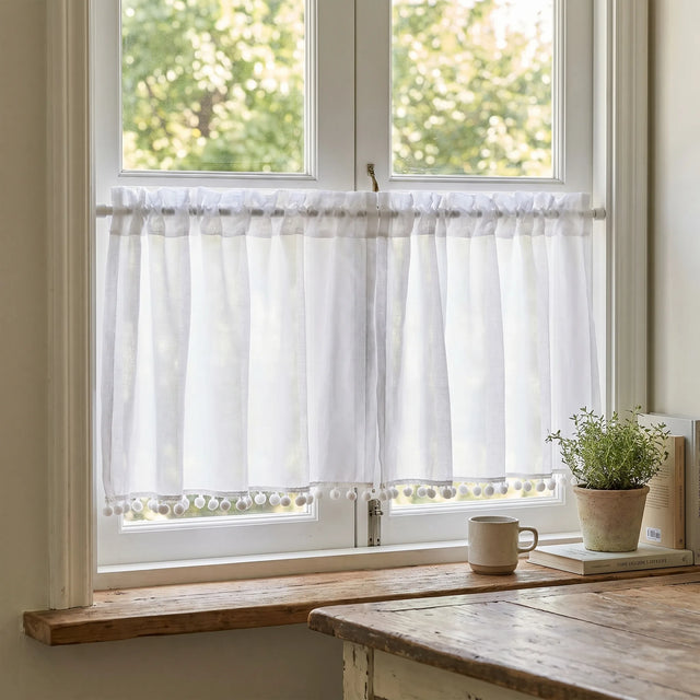 White Linen Café Curtain
