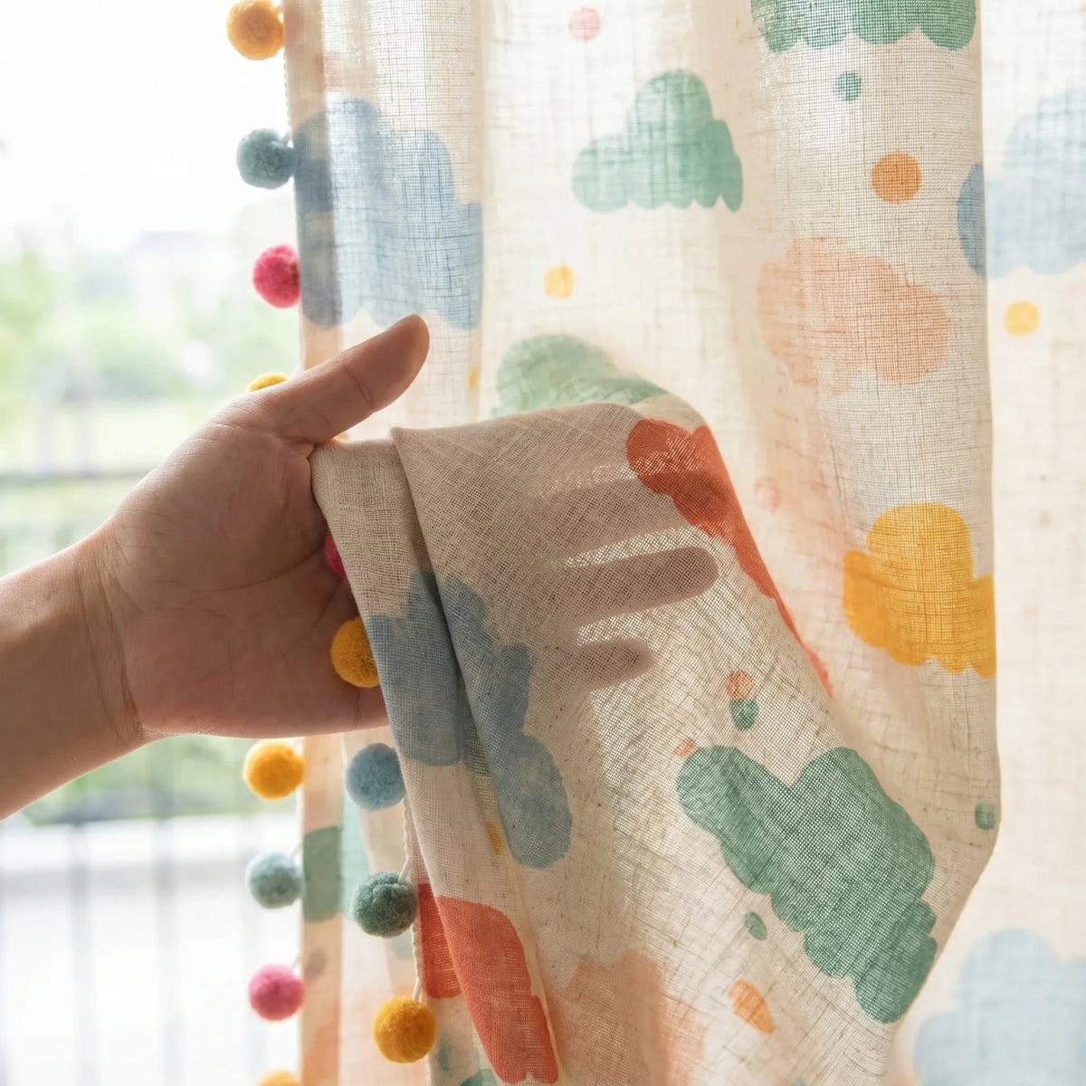 Sheer Curtain Cloud Pattern — Kids