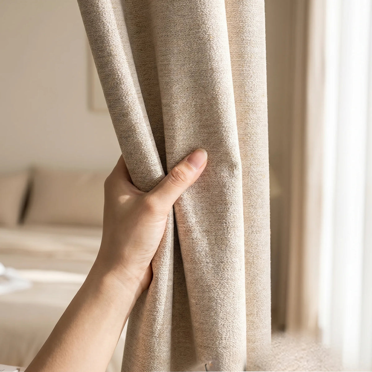 Sheer Curtain Heathered Beige