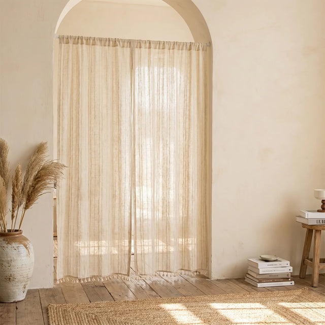 Decorative Door Curtain Beige — Semi-Sheer