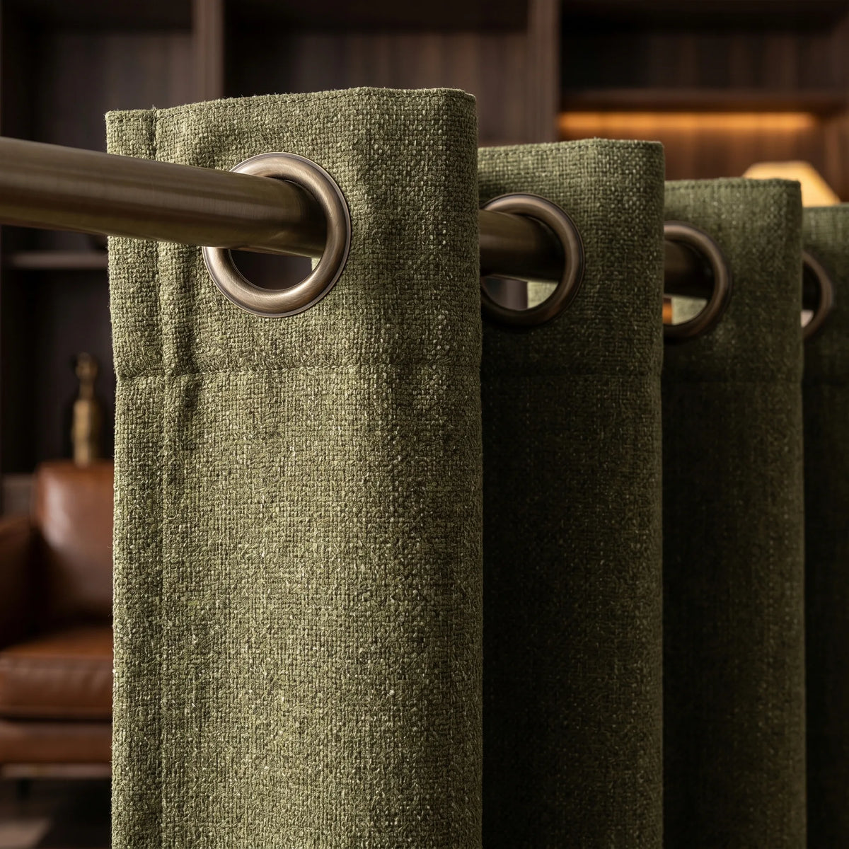 Linen Curtain Olive Green