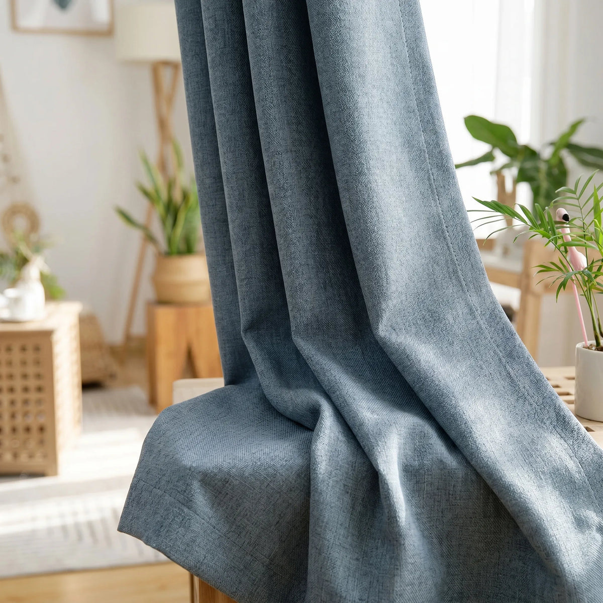 Linen Sheer Curtain Blue Grey