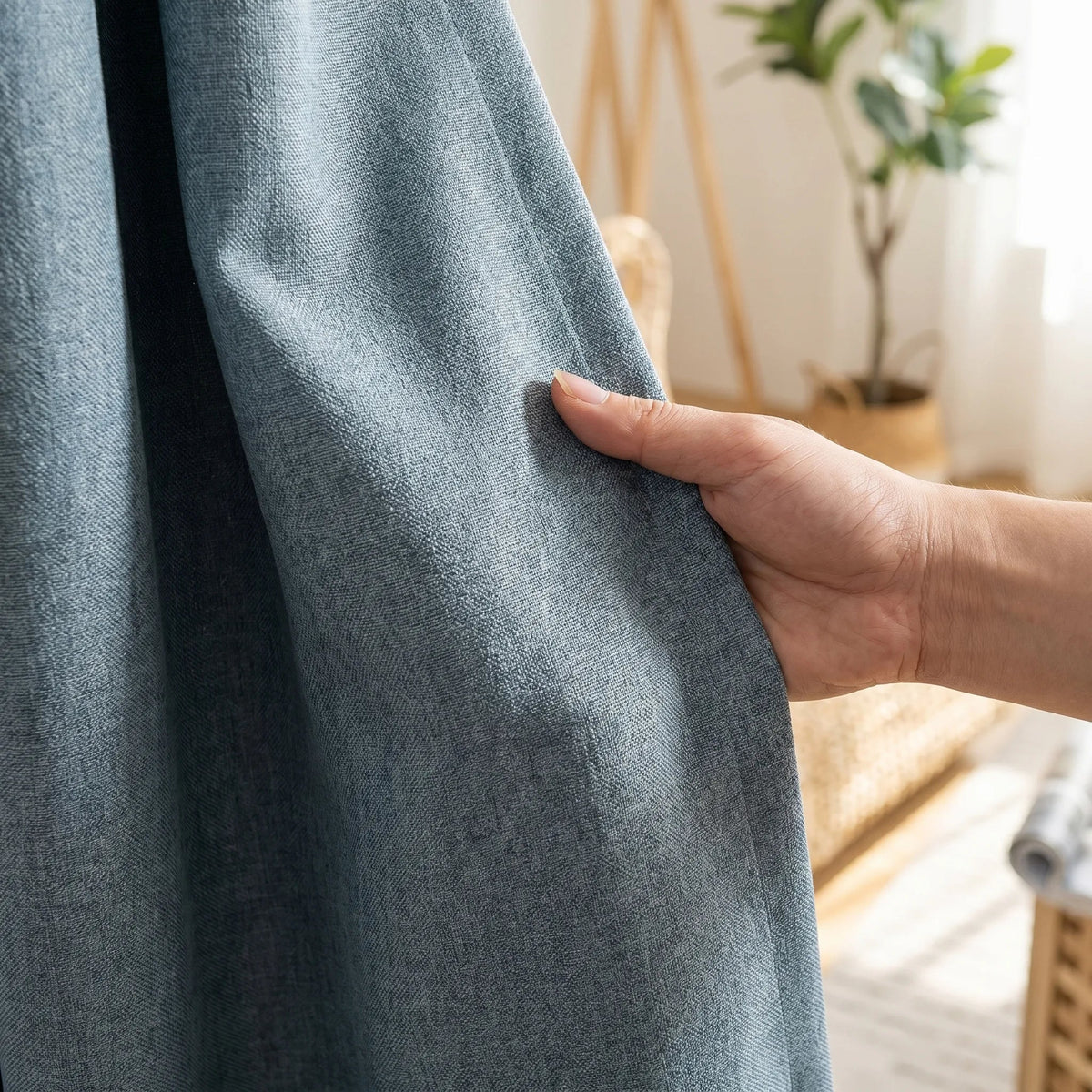 Linen Sheer Curtain Blue Grey