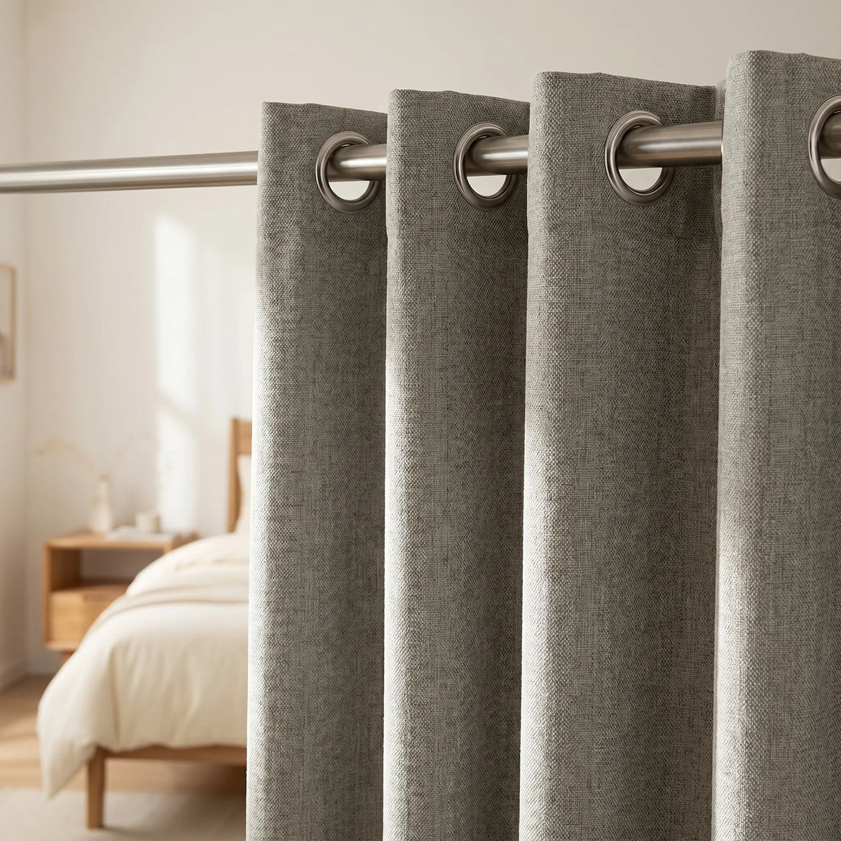 Linen Sheer Curtain Grey — Thick