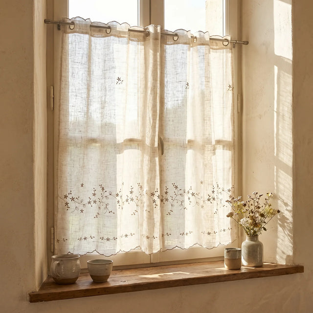 Vintage Linen Kitchen Curtain Natural