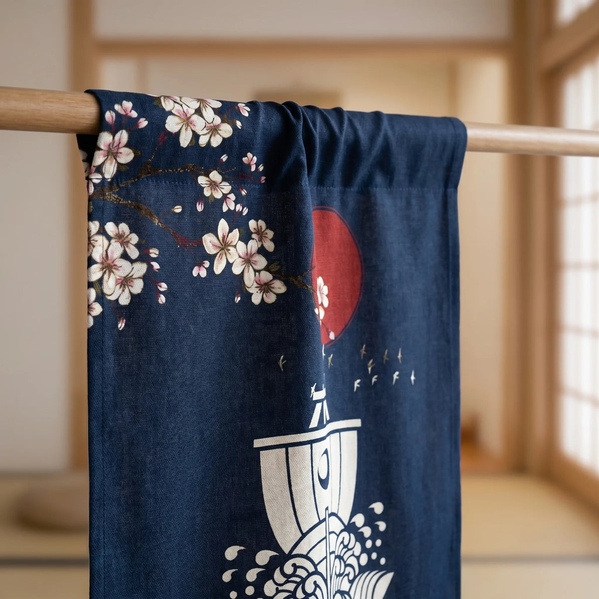 Japanese Linen Door Curtain (Noren) - Boat