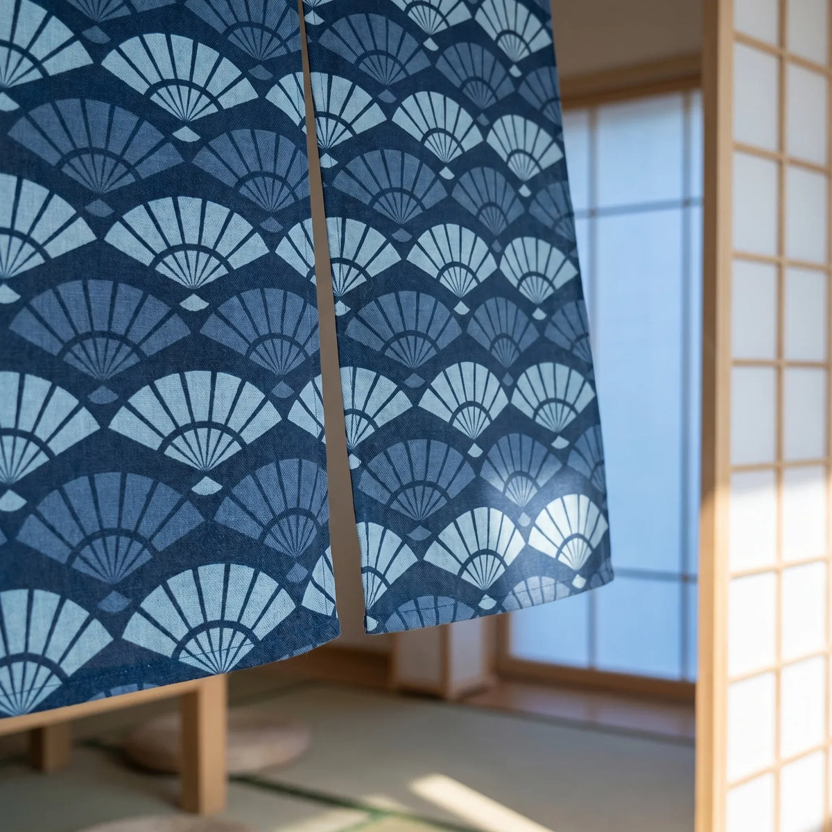 Japanese Linen Door Curtain (Noren) - Seashells