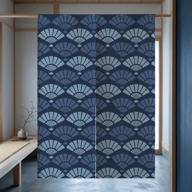 Japanese Linen Door Curtain (Noren) - Seashells