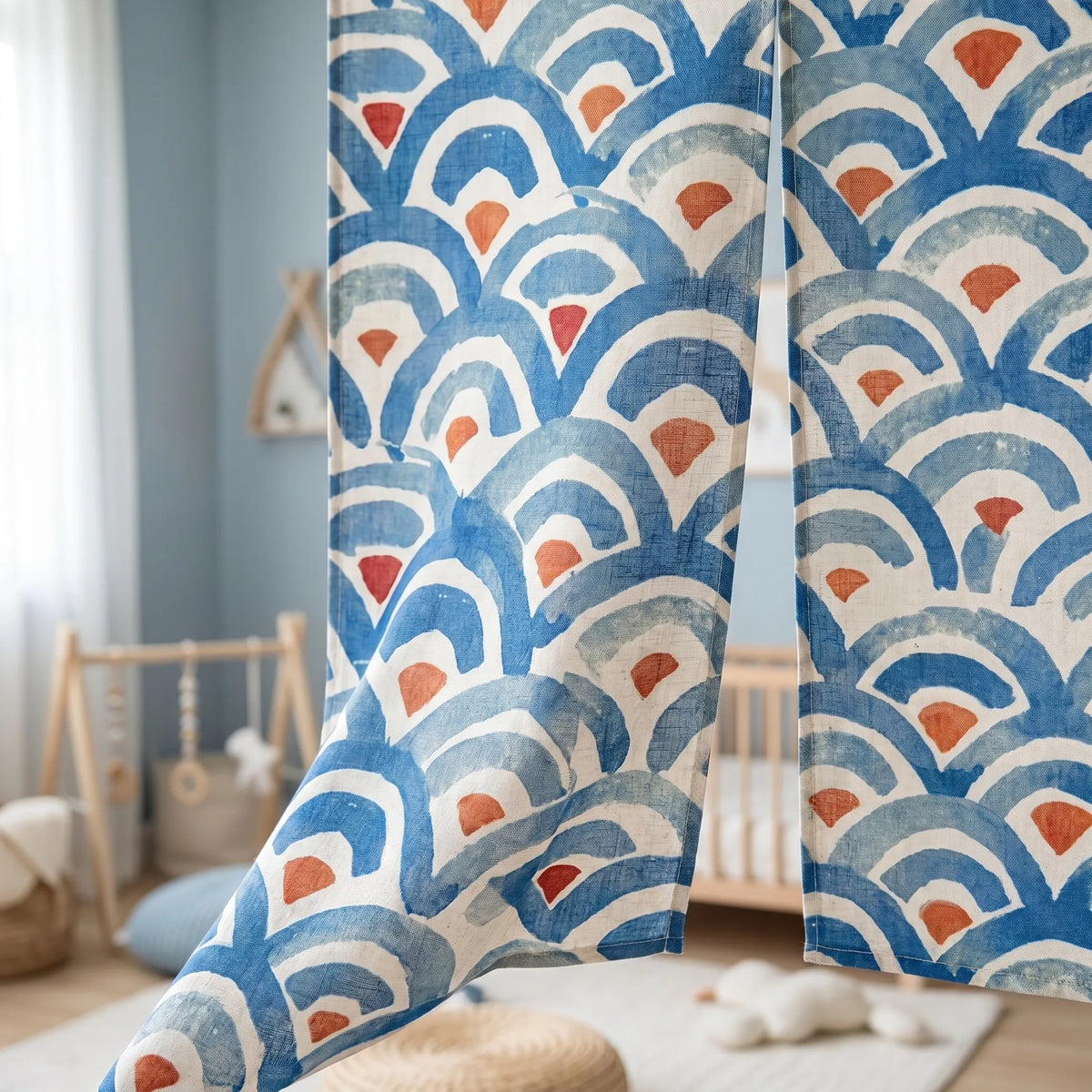 Japanese Linen Door Curtain (Noren) - Colourful Shapes