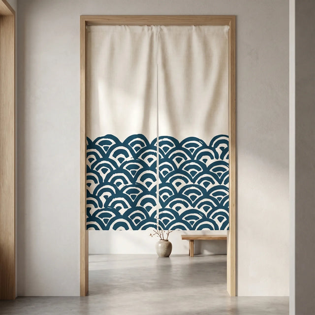 Japanese Linen Door Curtain (Noren) - Geometric Shapes II