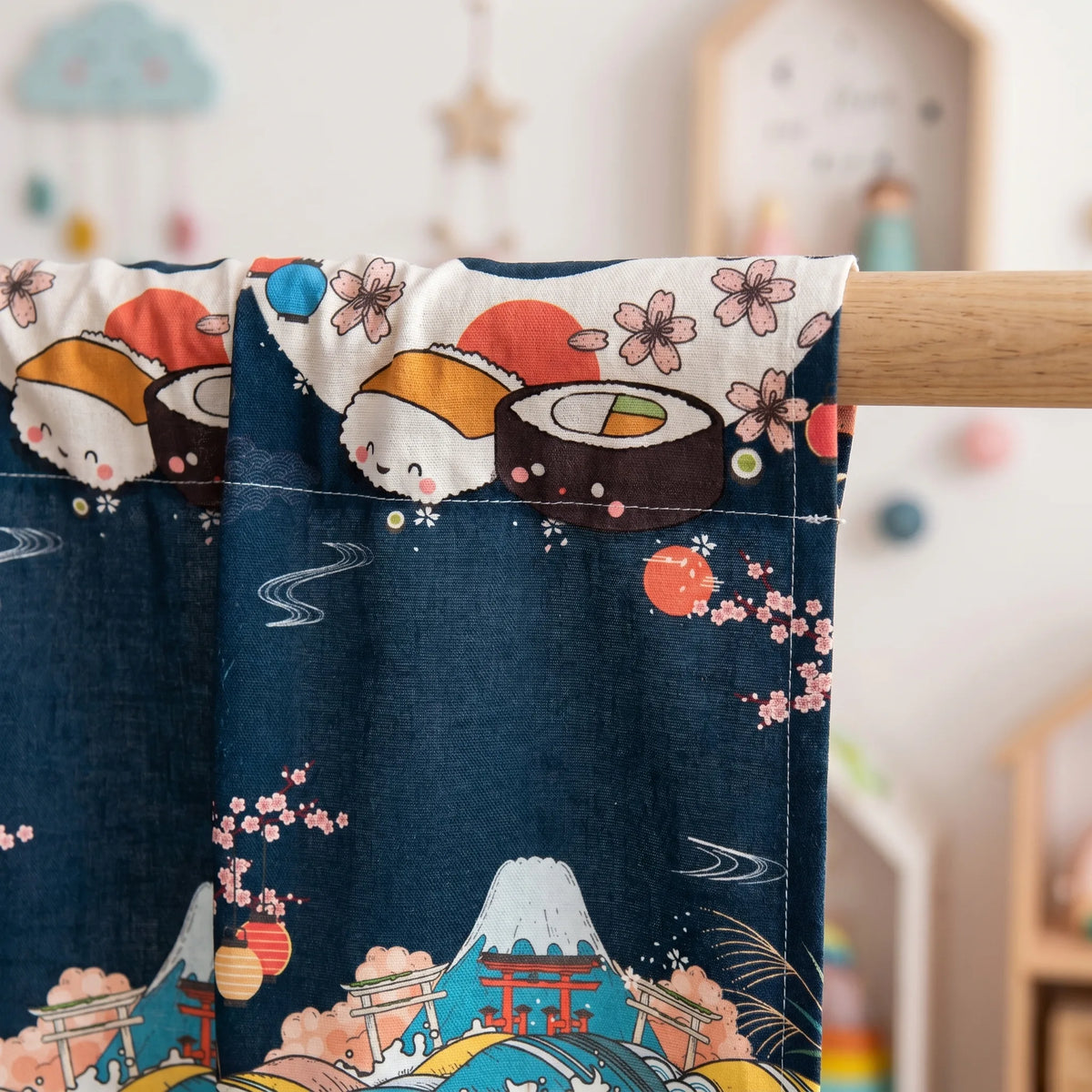 Japanese Linen Door Curtain (Noren) - Maki Roll