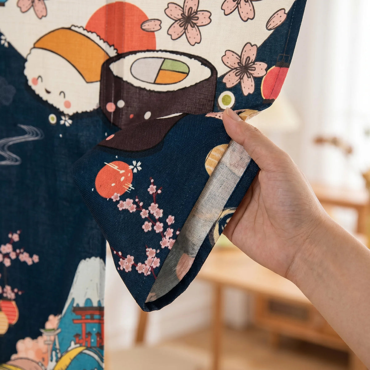 Japanese Linen Door Curtain (Noren) - Maki Roll