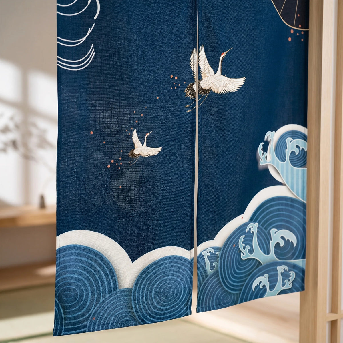 Japanese Linen Door Curtain (Noren) - Geese