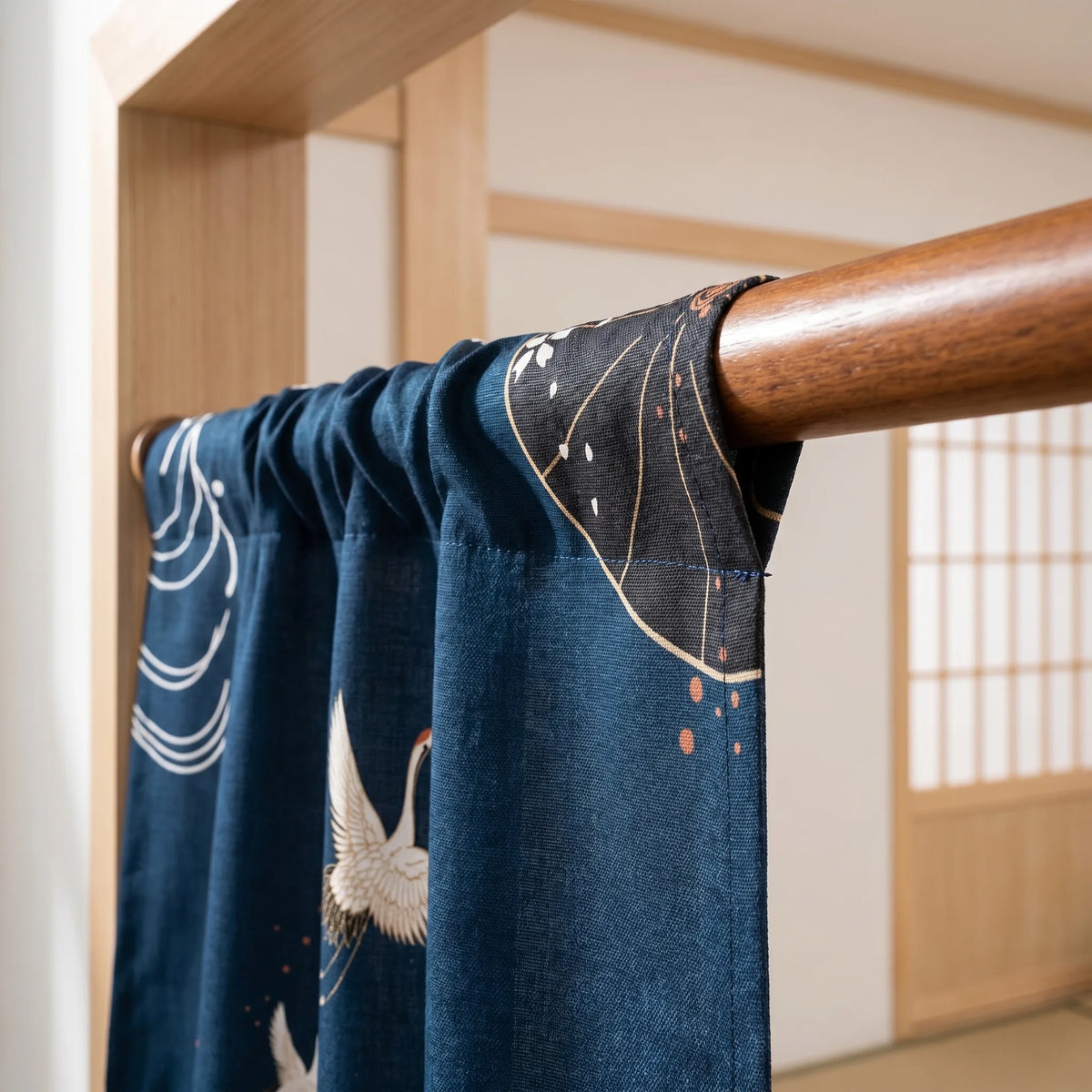 Japanese Linen Door Curtain (Noren) - Geese