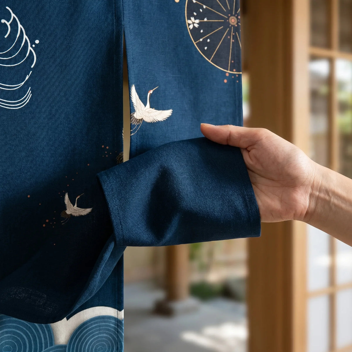 Japanese Linen Door Curtain (Noren) - Geese
