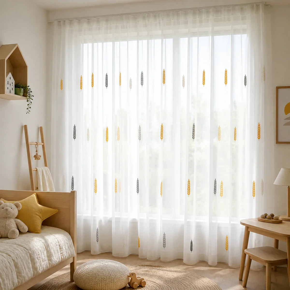 Sheer Voile Curtain White Wheat