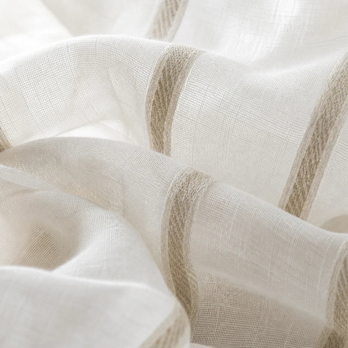 Sheer Voile Curtain White Striped