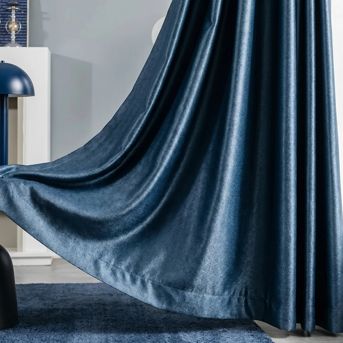 Room Darkening Curtains Pastel Blue Patterned