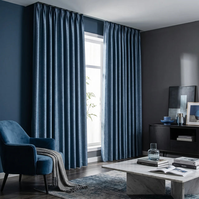 Room Darkening Curtains Pastel Blue Patterned