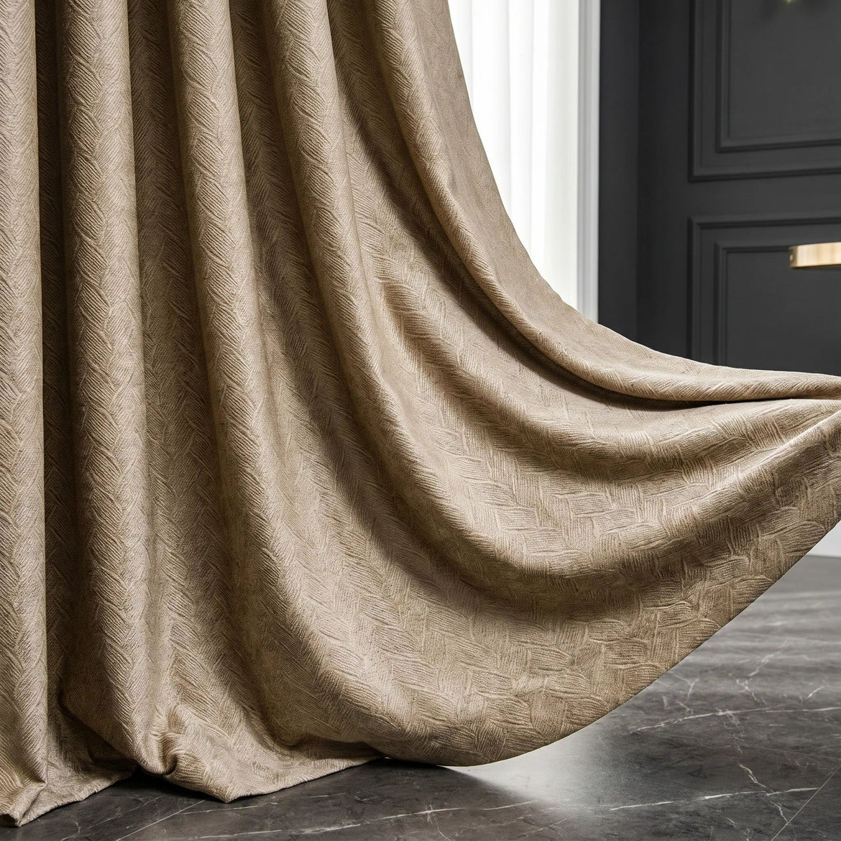 Room Darkening Curtains Beige Geometric