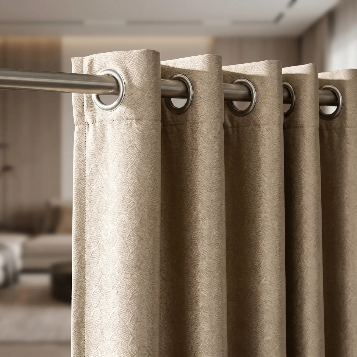 Room Darkening Curtains Beige Geometric