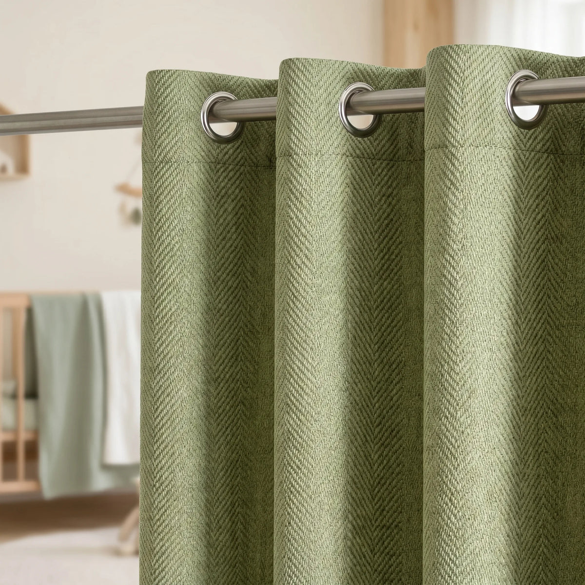 Room Darkening Curtains Sage Green Chevron