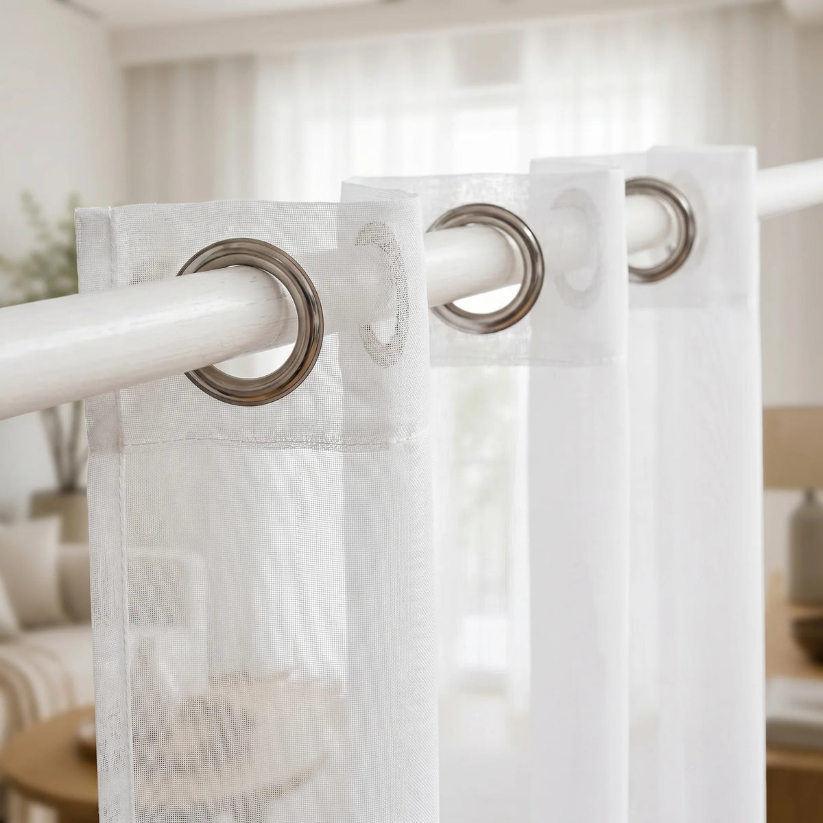 Sheer Voile Curtain White — Scratch Resistant