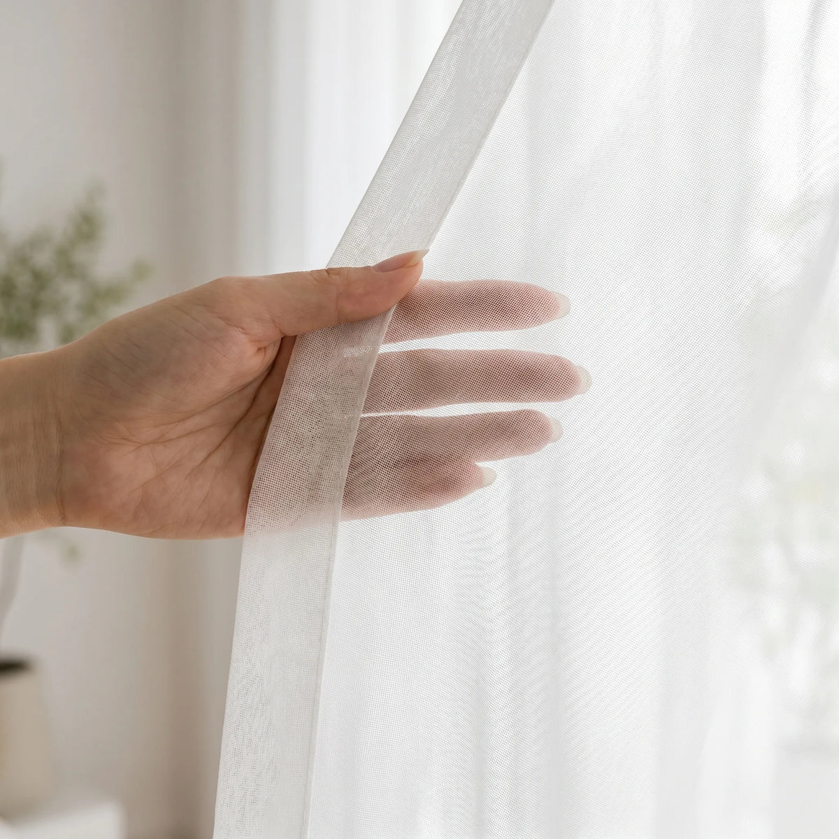 Sheer Voile Curtain White — Scratch Resistant