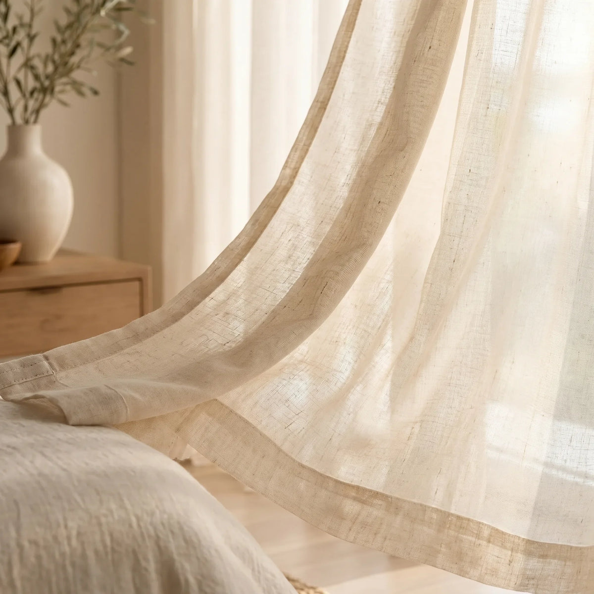 Sheer Voile Curtain - Beige