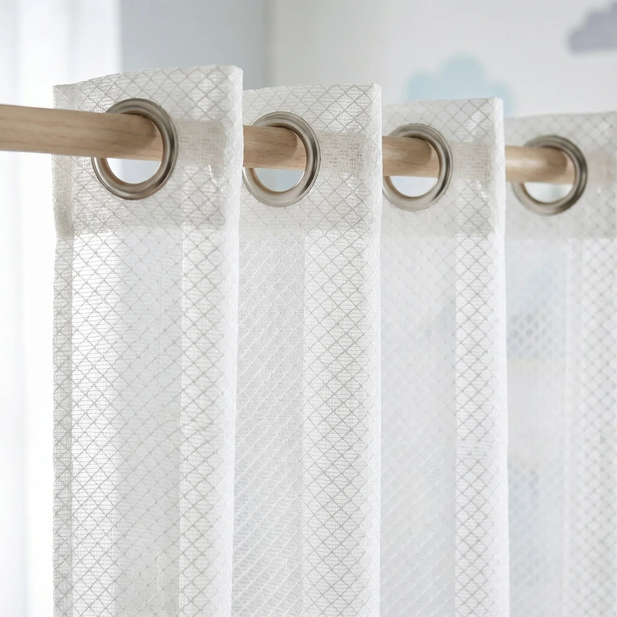 Sheer Voile Curtain White Patterned