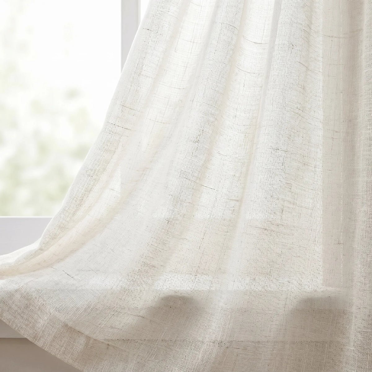 Sheer Voile Curtain - White & Beige