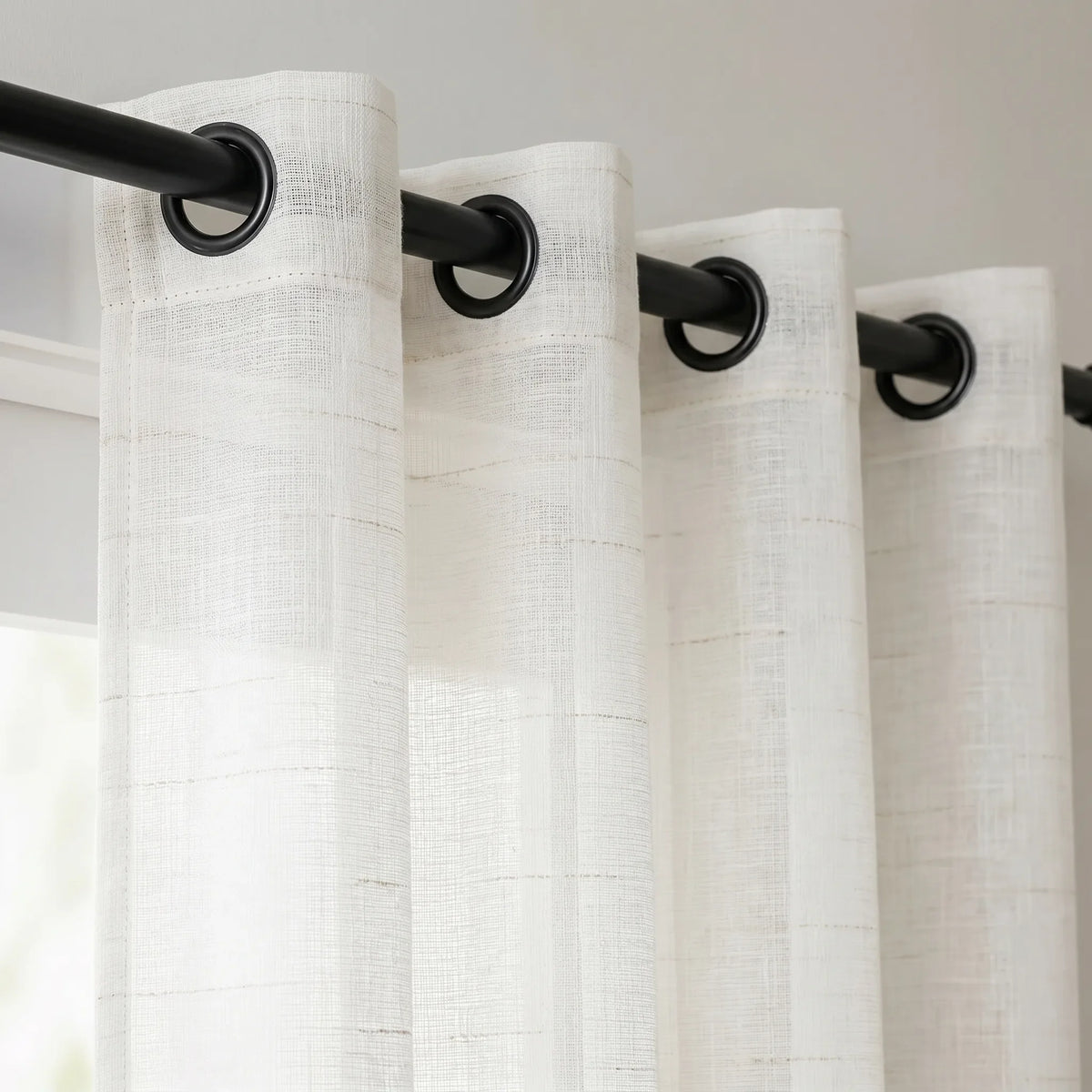 Sheer Voile Curtain - White & Beige