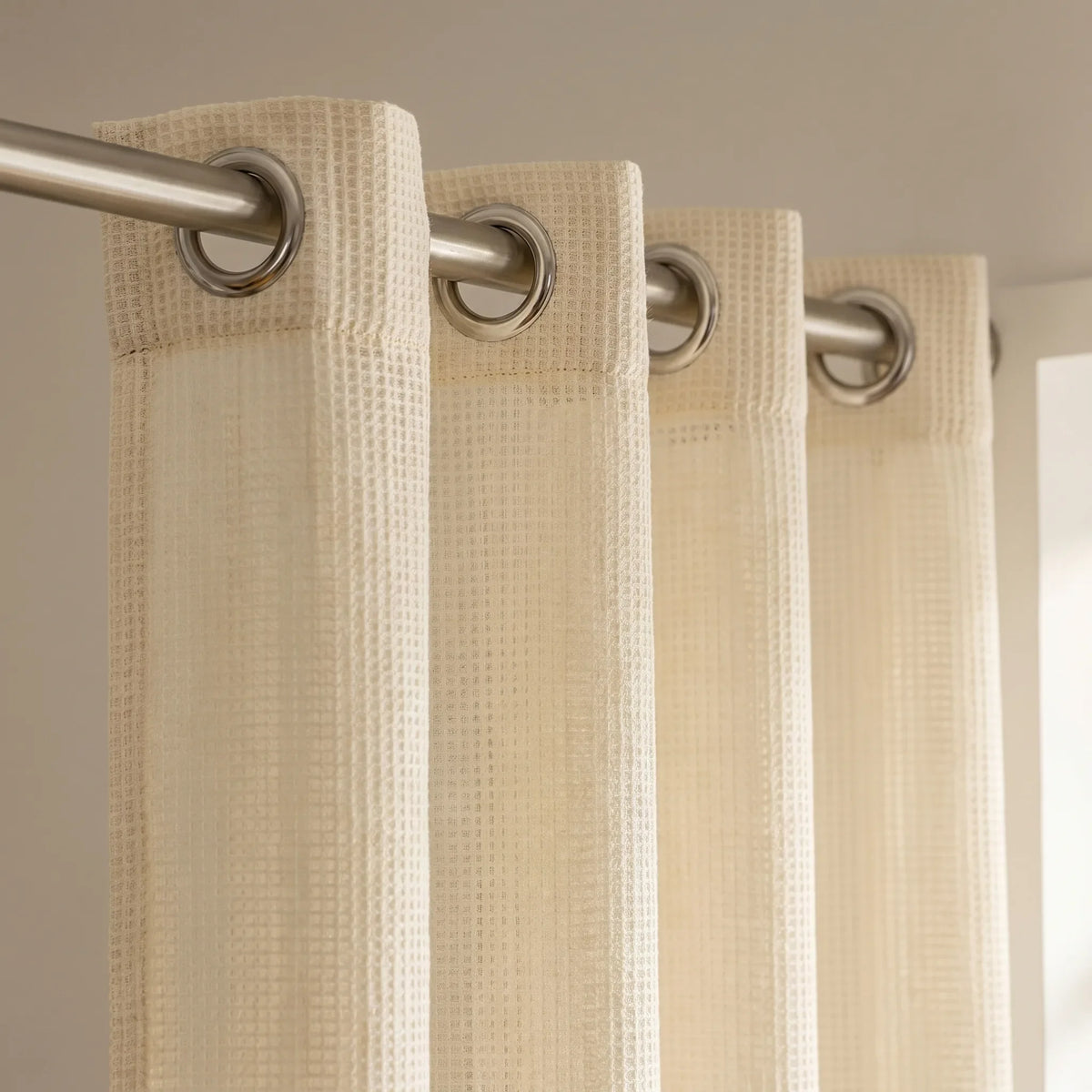 Sheer Voile Curtain - Cream Woven