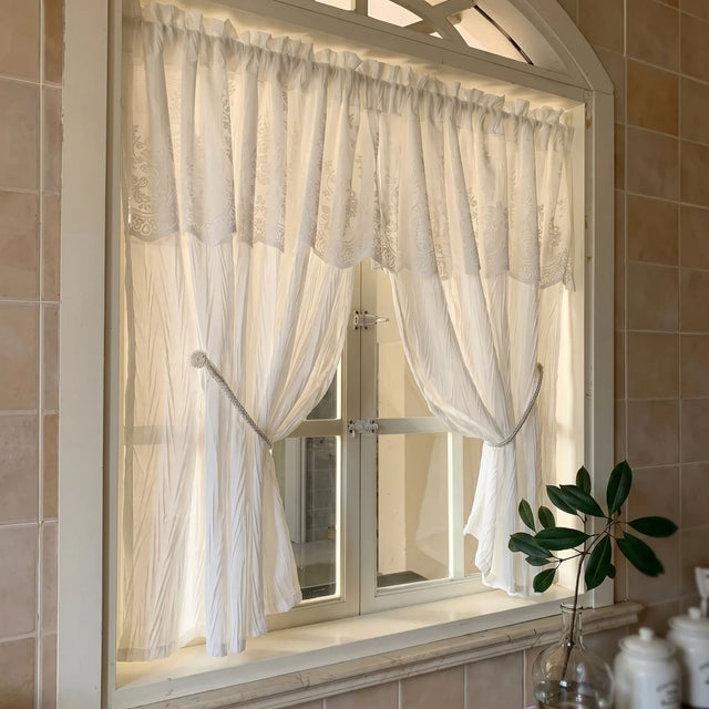 Double Layer Voile Curtain White