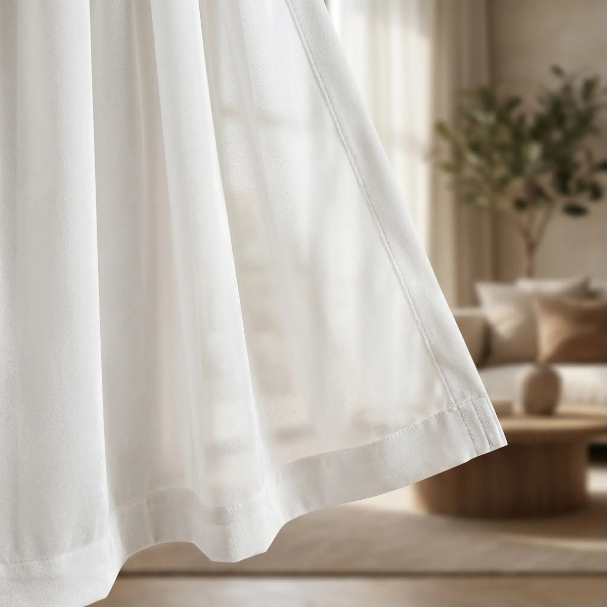 Sheer Voile Curtain White Velvet Touch