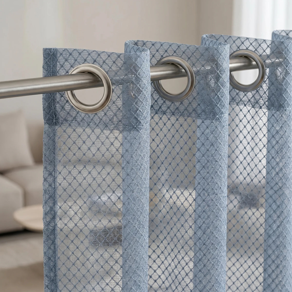 Sheer Voile Curtain Grey Patterned