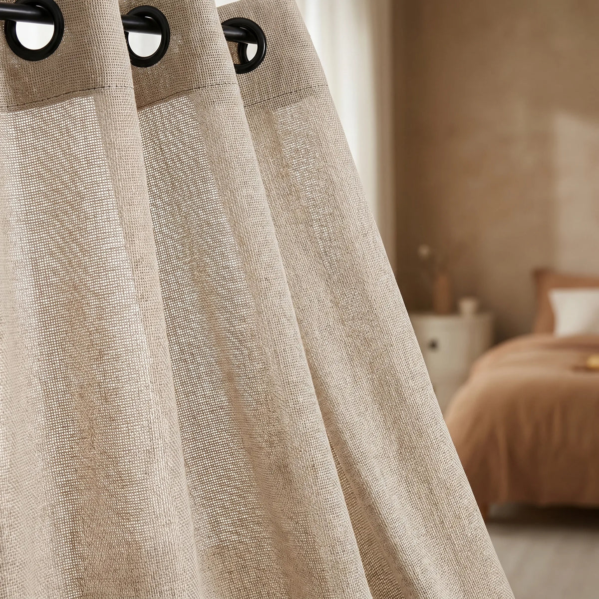 Sheer Voile Curtain Beige — Semi-Transparent