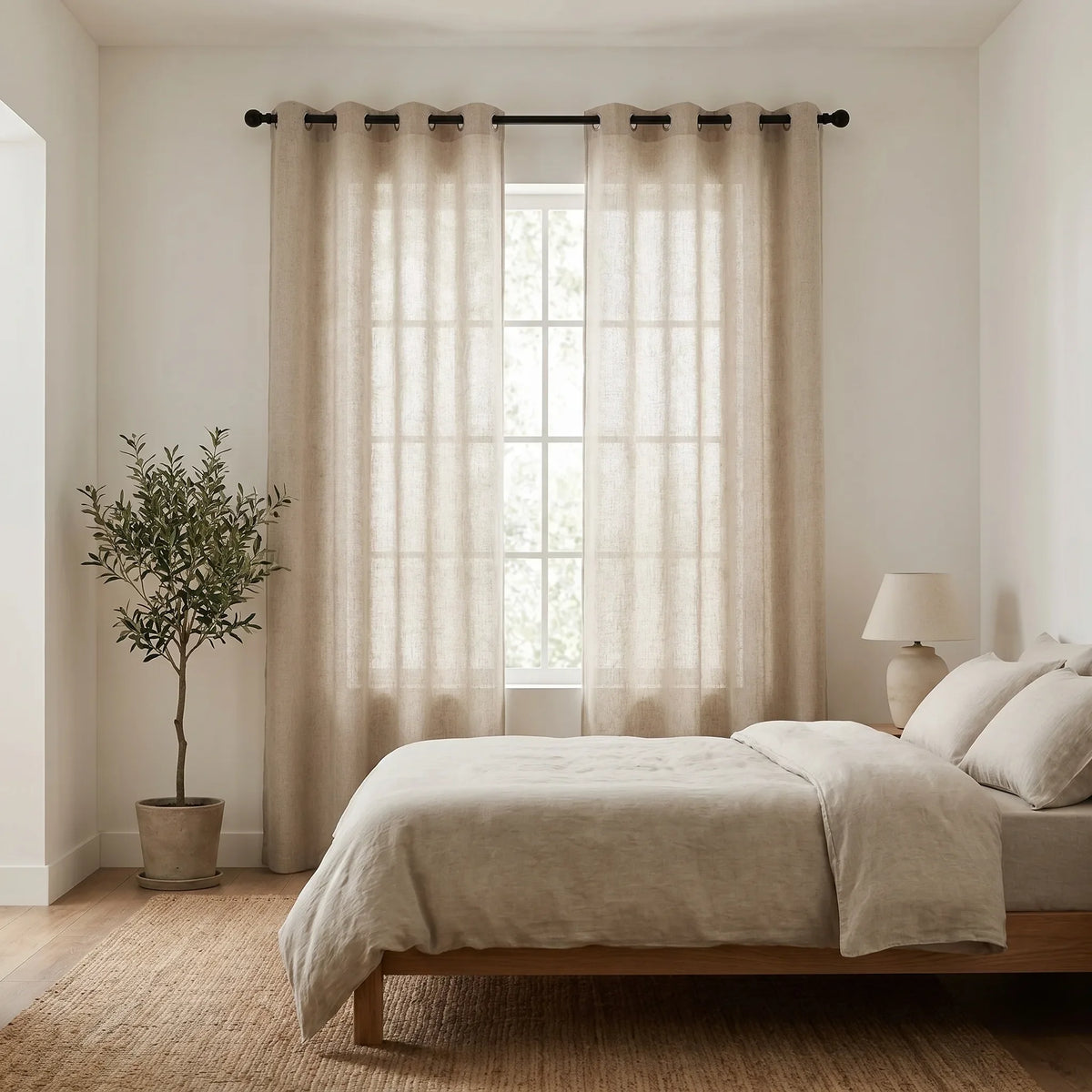 Sheer Voile Curtain Beige — Semi-Transparent