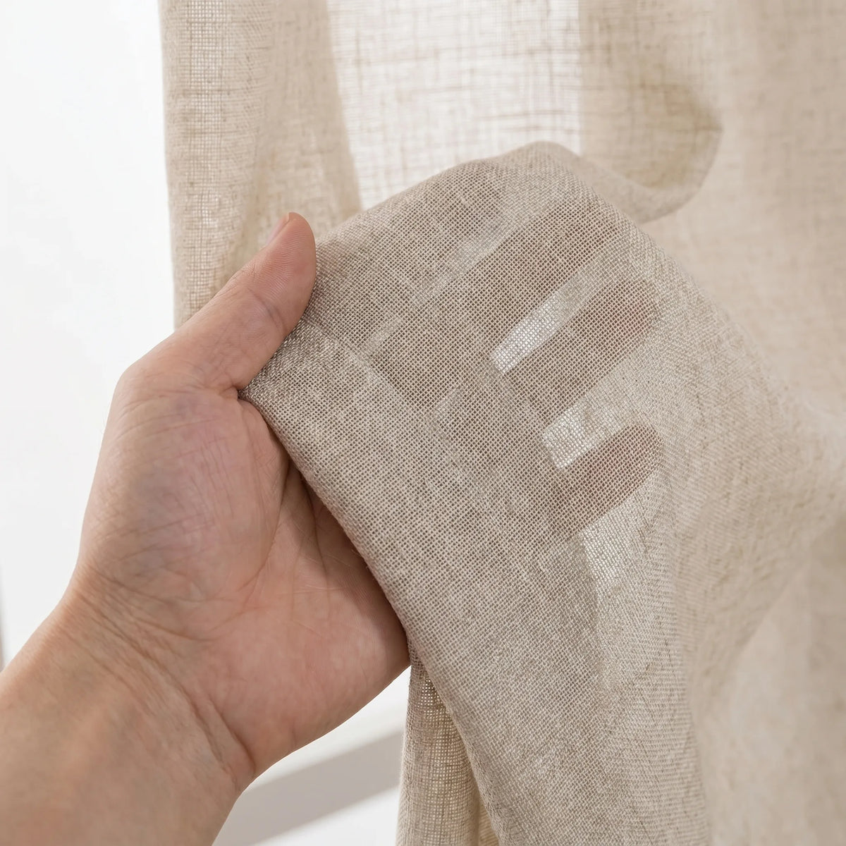 Sheer Voile Curtain Beige — Semi-Transparent